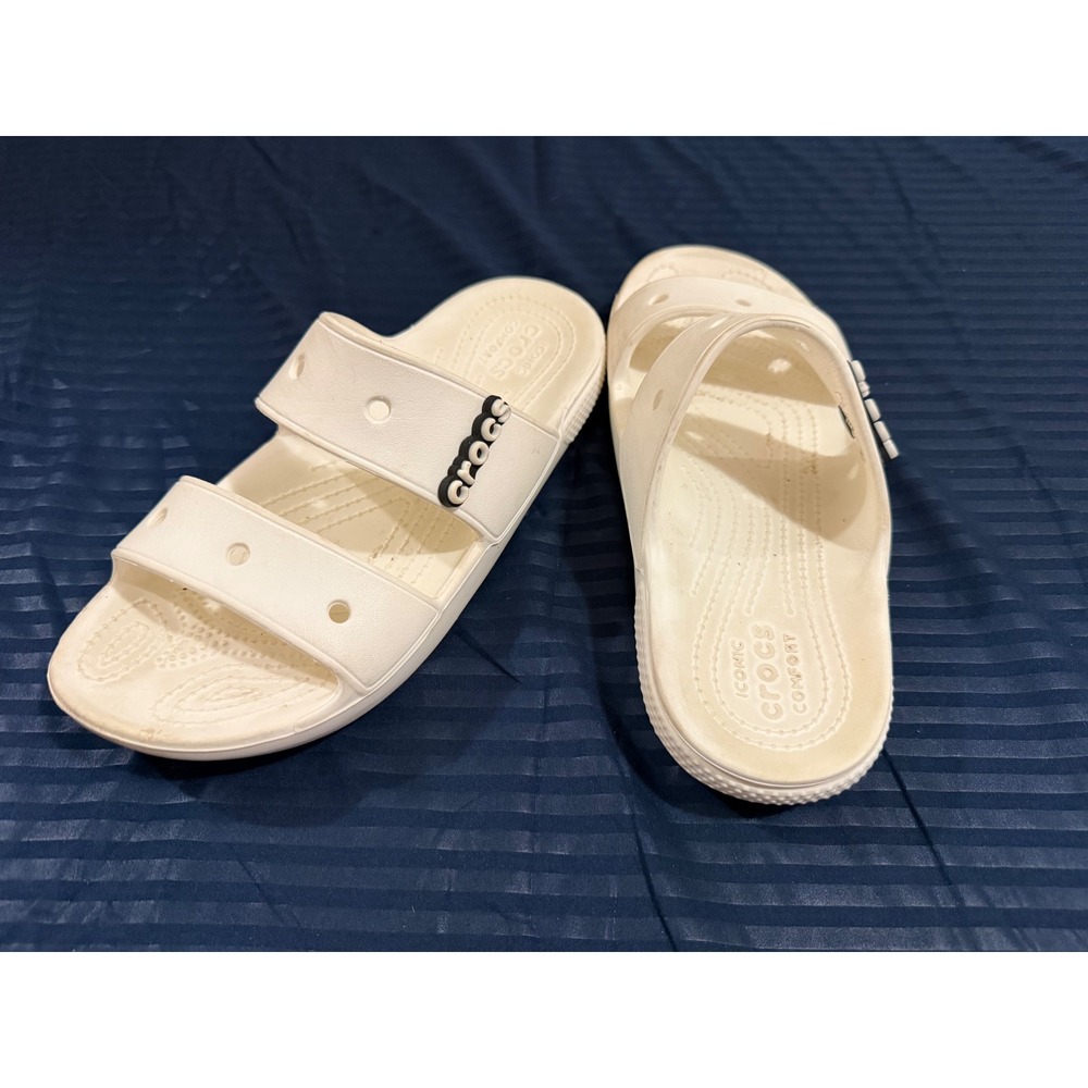 Crocs Classic Sandal White Two Strap Slide Shoes Womens 8 Mens 6